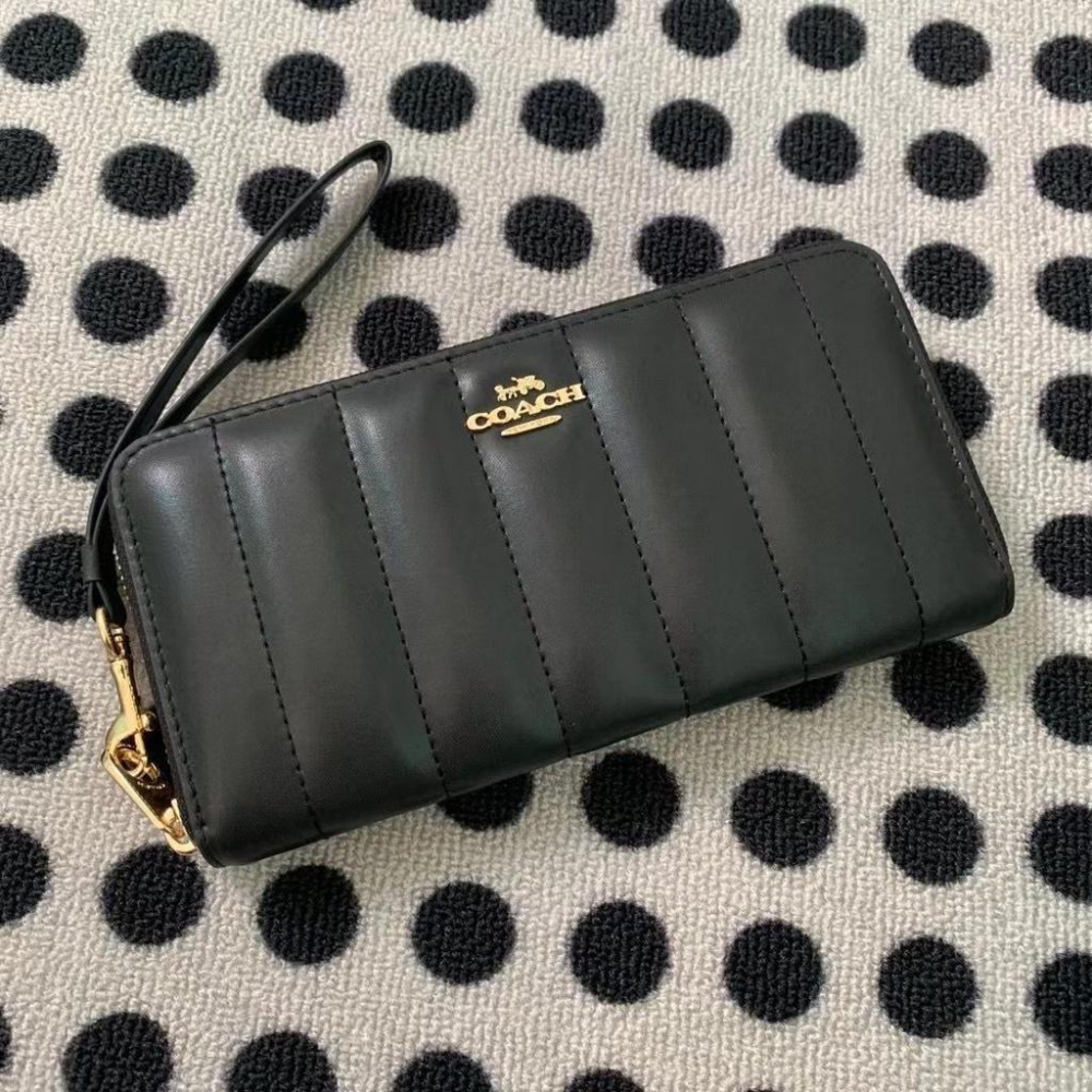 vivian美國代購✨正品 coach 女士 條紋系列女生長夾 真皮 手拿包 皮夾 錢包 C4454 女生錢包 女用長夾-細節圖3