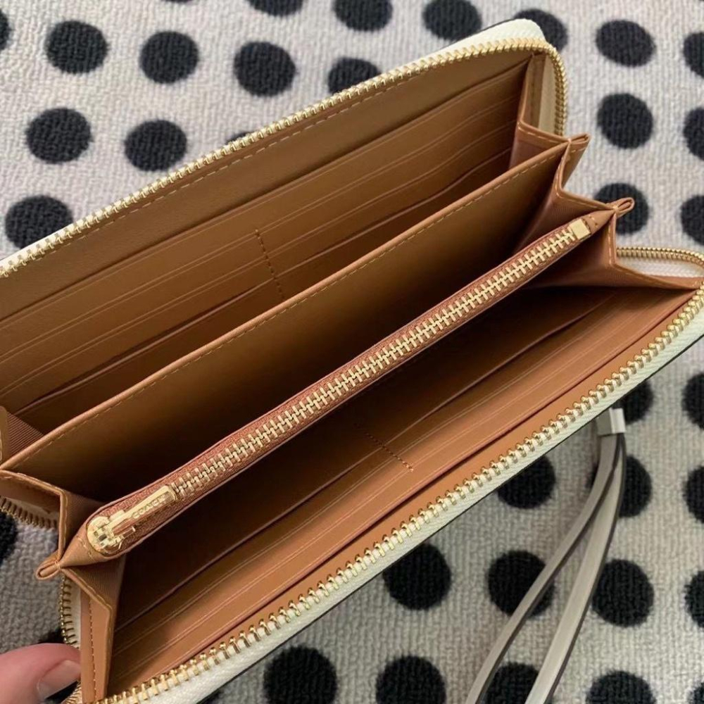 vivian美國代購✨正品 coach 女士 條紋系列女生長夾 真皮 手拿包 皮夾 錢包 C4454 女生錢包 女用長夾-細節圖7