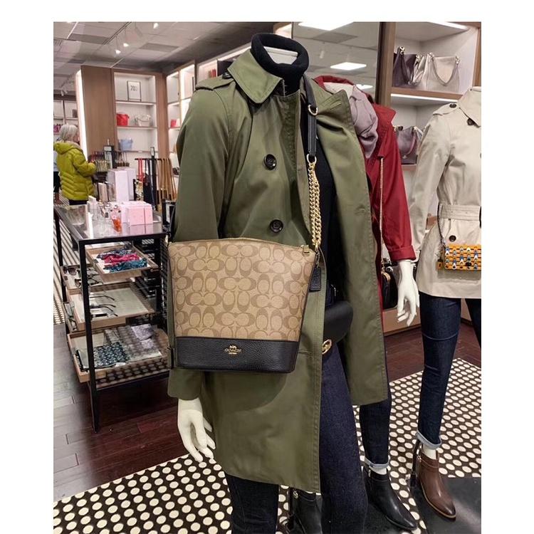 vivian美國代購✨正品 coach 女生包包 水桶包 流浪包 斜挎包 鏈條單肩包 F76669 附購證禮品袋-細節圖8