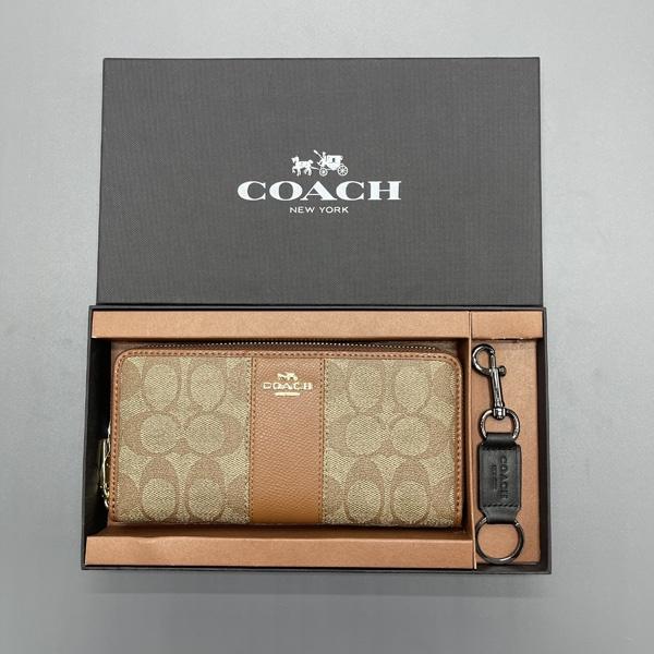 vivian美國代購✨正品 coach 男士長夾 鑰匙扣禮盒套裝 真皮長夾 長皮夾 錢包 皮夾 精美組合 男皮包-細節圖5
