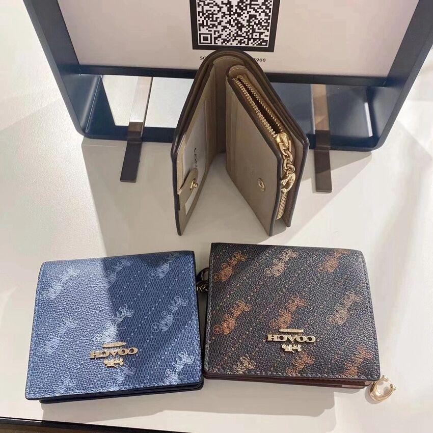 vivian美國代購✨正品 coach 女短夾 防刮對開扣式女士錢夾 女生錢包 短款皮夾 F73867 女用皮包-細節圖2