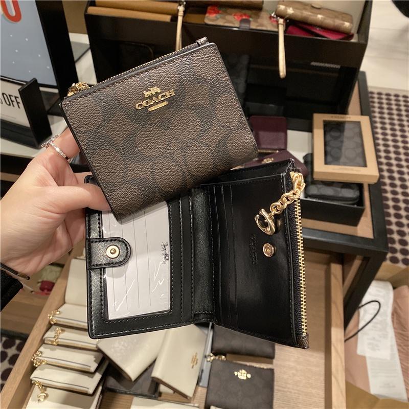 vivian美國代購✨正品 coach 女短夾 防刮對開扣式女士錢夾 女生錢包 短款皮夾 F73867 女用皮包-細節圖5
