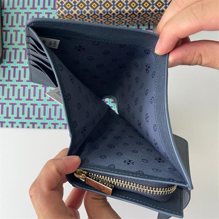 vivian美國代購✨正品 Tory Burch 女士按扣真皮錢包 TB 短夾 中夾 女生中短夾 女生短錢包  零錢包-細節圖7