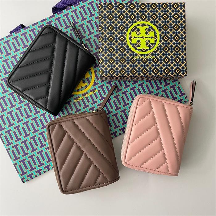 vivian美國代購✨正品 Tory Burch  女士條紋零錢包 TB 短夾 女生錢包 女生短夾 皮夾 短錢包-細節圖5