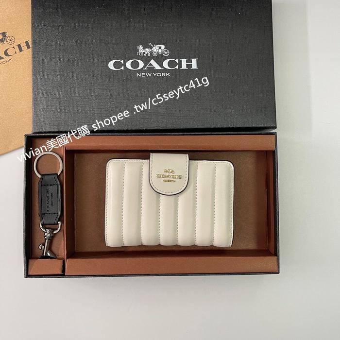 vivian美國代購✨正品 coach 中型搭扣錢包 多卡位錢夾 女款中夾短夾 禮盒套裝 C3454 女生錢包-細節圖3