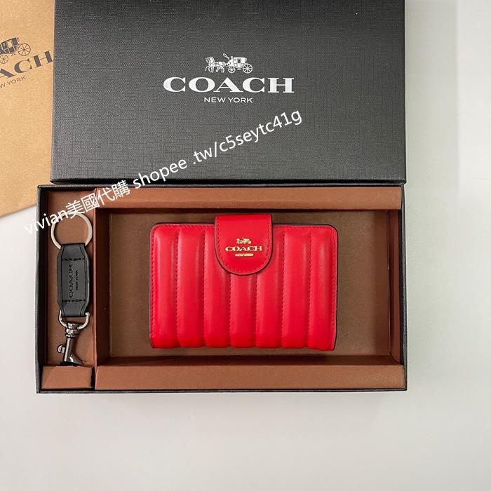 vivian美國代購✨正品 coach 中型搭扣錢包 多卡位錢夾 女款中夾短夾 禮盒套裝 C3454 女生錢包-細節圖4