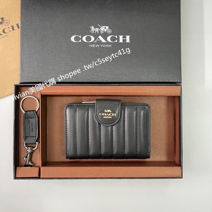 vivian美國代購✨正品 coach 中型搭扣錢包 多卡位錢夾 女款中夾短夾 禮盒套裝 C3454 女生錢包-細節圖5
