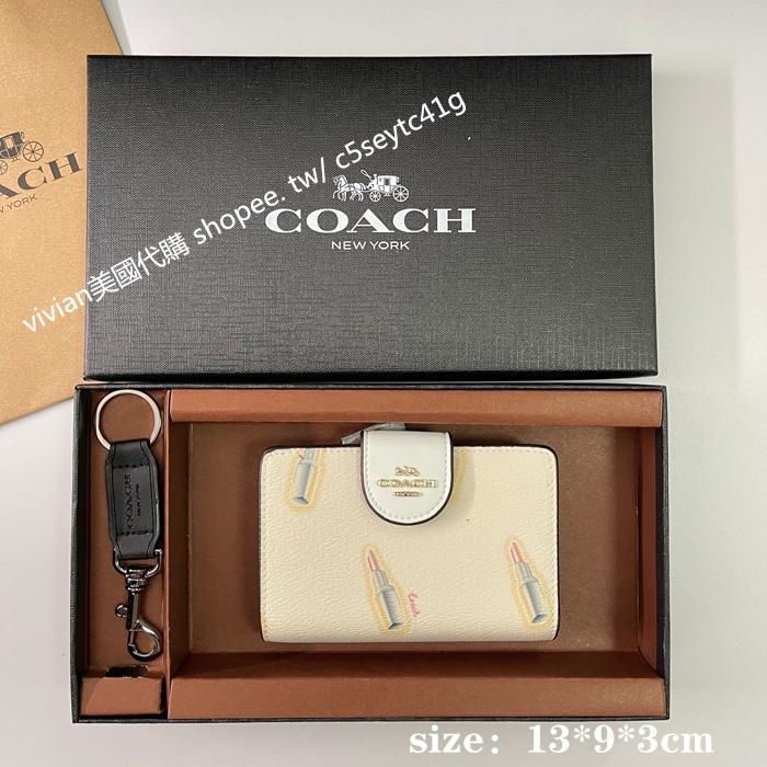 vivian美國代購✨正品 coach 中型搭扣錢包 多卡位錢夾 女款中夾短夾 禮盒套裝 C3454 女生錢包-細節圖7