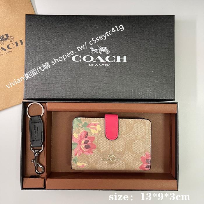 vivian美國代購✨正品 coach 中型搭扣錢包 多卡位錢夾 女款中夾短夾 禮盒套裝 C3454 女生錢包-細節圖8