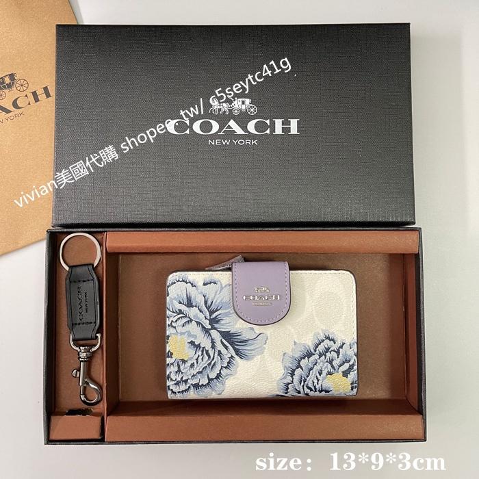 vivian美國代購✨正品 coach 中型搭扣錢包 多卡位錢夾 女款中夾短夾 禮盒套裝 C3454 女生錢包-細節圖9