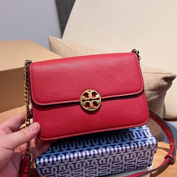 vivian美國代購✨正品 Tory Burch 女士翻蓋鏈條包 TB 側背包 小方包 大logo 晚宴包 女包 單肩包-細節圖2