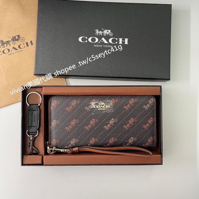 vivian美國代購✨正品 coach滿版馬車款長夾 手腕包 手拿包C3547 禮盒套裝 女用錢包 女士長夾 女生手拿包-細節圖4