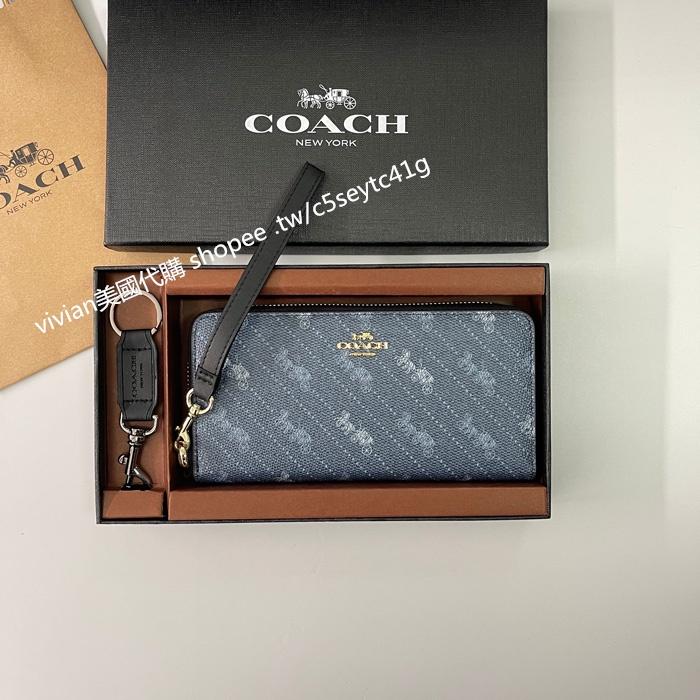 vivian美國代購✨正品 coach滿版馬車款長夾 手腕包 手拿包C3547 禮盒套裝 女用錢包 女士長夾 女生手拿包-細節圖5