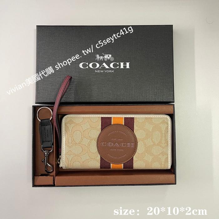 vivian美國代購✨正品 coach滿版馬車款長夾 手腕包 手拿包C3547 禮盒套裝 女用錢包 女士長夾 女生手拿包-細節圖6