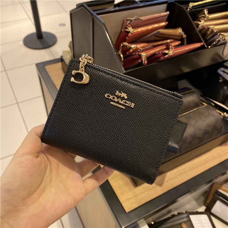 vivian美國代購✨正品 coach 女士短夾 女生包包 女用皮夾 拉鏈零錢袋 女生錢包 短夾 扣式對折女錢夾-細節圖3