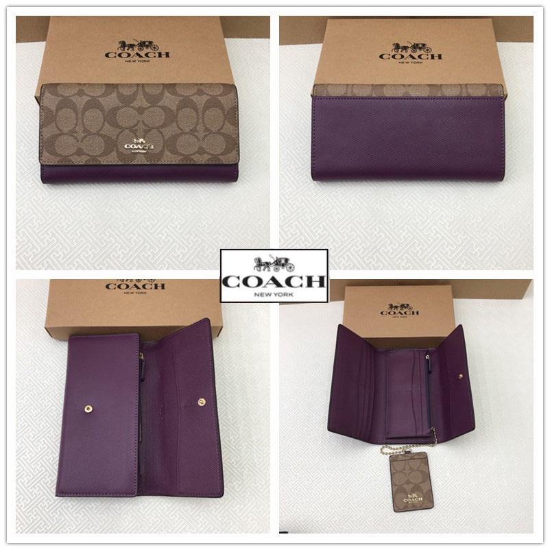 vivian美國代購✨正品 coach 女生長夾 真皮長款錢包 皮夾 翻蓋錢夾多卡位零錢袋 F52628-細節圖4