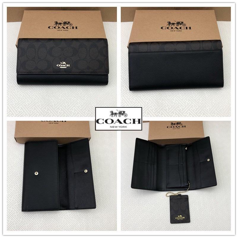 vivian美國代購✨正品 coach 女生長夾 真皮長款錢包 皮夾 翻蓋錢夾多卡位零錢袋 F52628-細節圖5