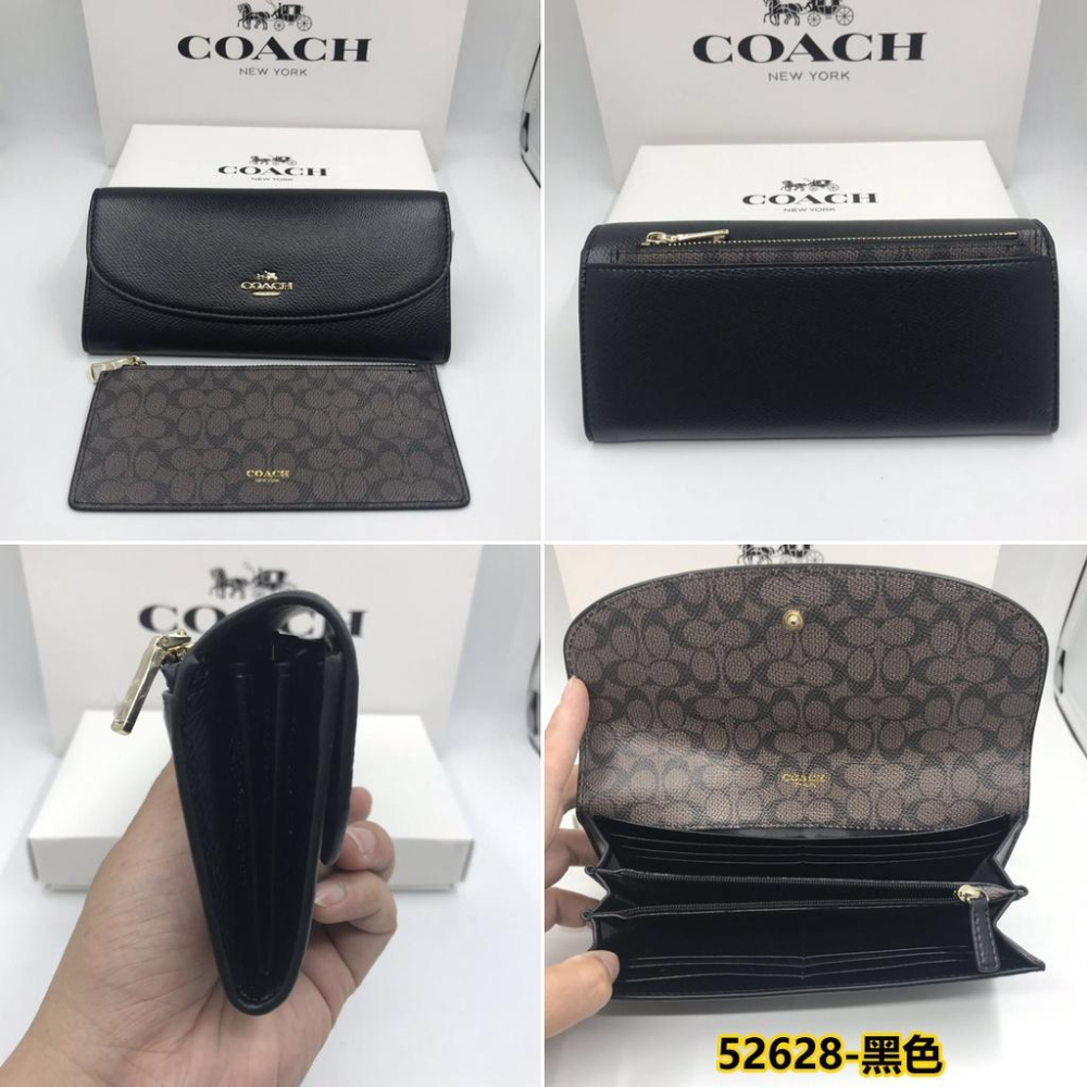 vivian美國代購✨正品 coach 女生長夾 真皮長款錢包 皮夾 翻蓋錢夾多卡位零錢袋 F52628-細節圖8