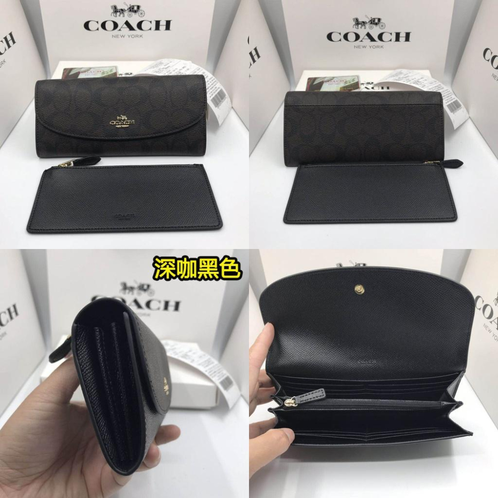 vivian美國代購✨正品 coach 女生長夾 真皮長款錢包 皮夾 翻蓋錢夾多卡位零錢袋 F52628-細節圖9