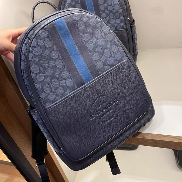 vivian美國代購✨正品 coach 後背包 經典印花拉鏈帆布拼色雙肩包 書包 C5389-細節圖5