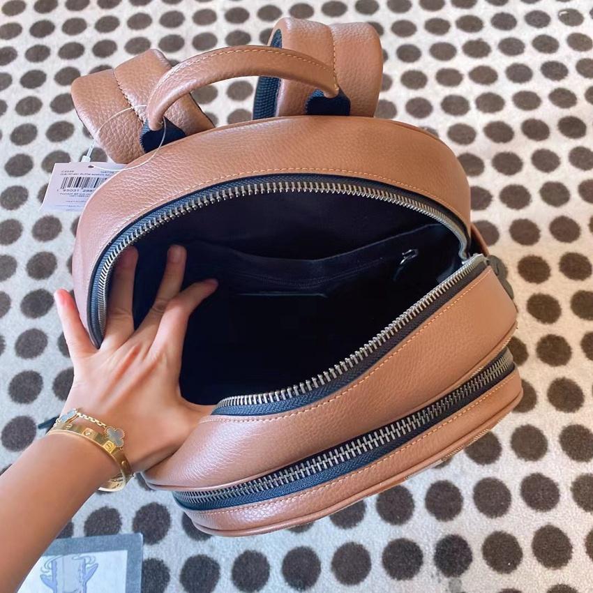 vivian美國代購✨正品 coach 後背包 經典印花拉鏈帆布拼色雙肩包 書包 C5389-細節圖9