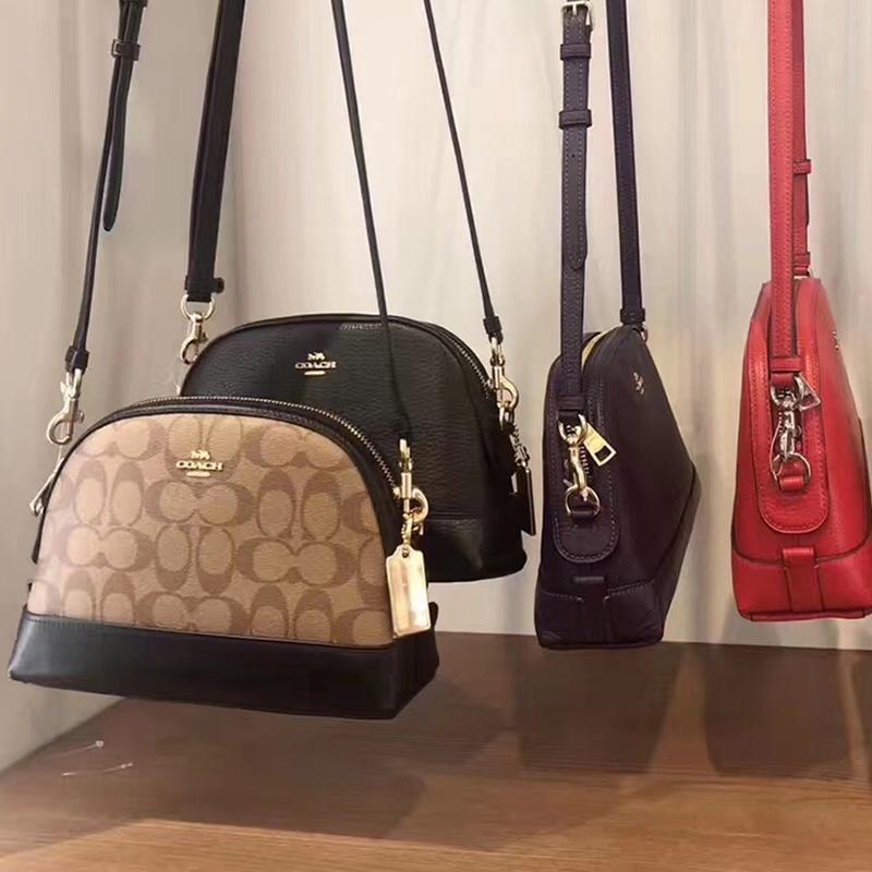 vivian美國代購✨正品 coach 女士側背包 小圓包 小貝殼包 單肩斜挎包 F76674 附購證禮品袋 女生包包-細節圖5