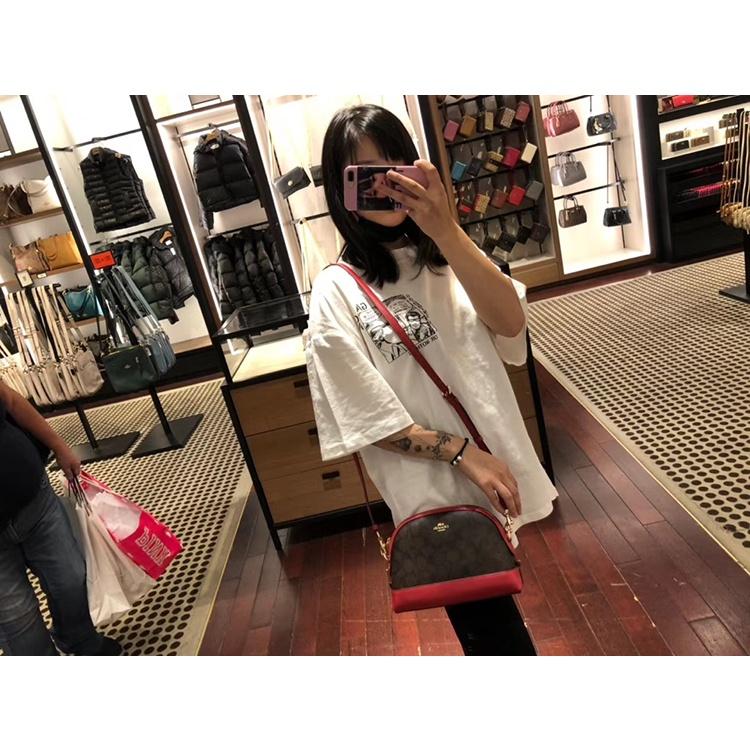 vivian美國代購✨正品 coach 女士側背包 小圓包 小貝殼包 單肩斜挎包 F76674 附購證禮品袋 女生包包-細節圖6