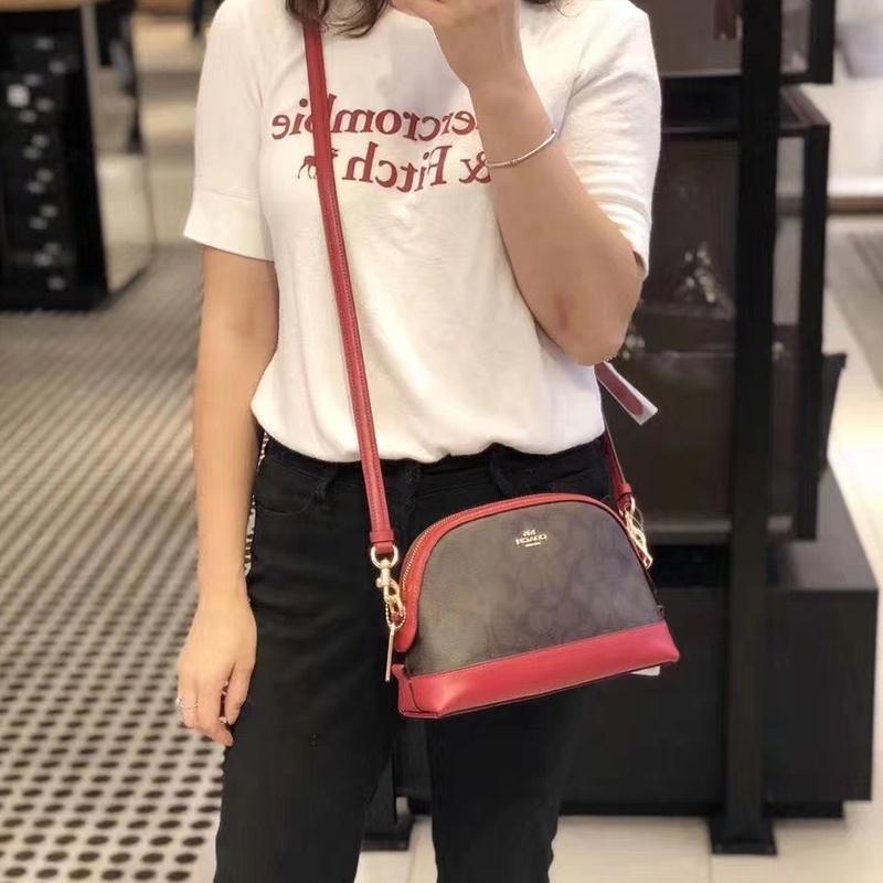 vivian美國代購✨正品 coach 女士側背包 小圓包 小貝殼包 單肩斜挎包 F76674 附購證禮品袋 女生包包-細節圖7