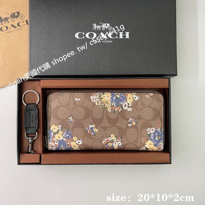 vivian美國代購✨正品 coach翻蓋信封長夾 長款錢包 F29395 禮盒套裝配鑰匙扣 女生長夾 女生錢包 女皮包-細節圖6