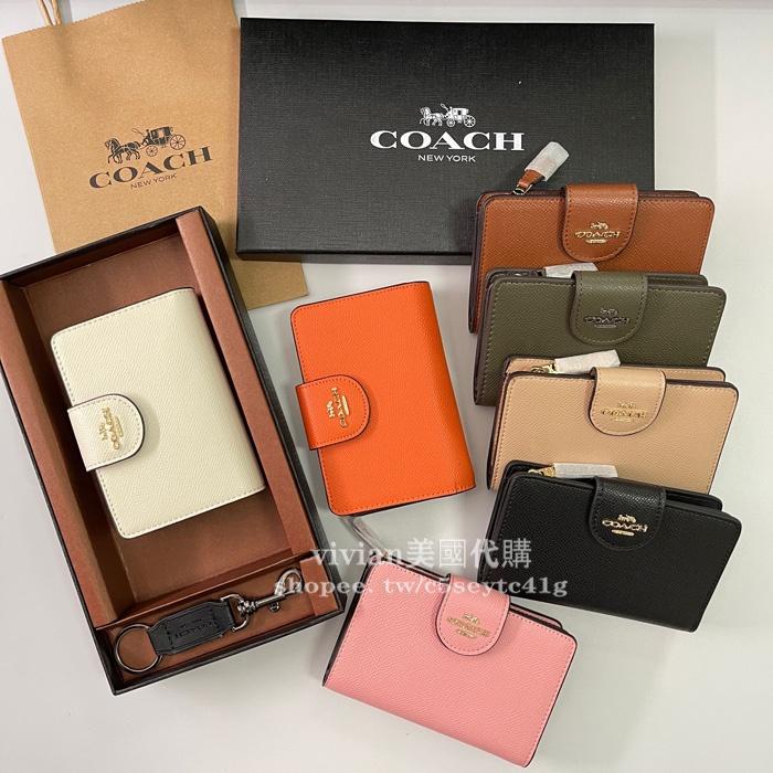 vivian美國代購✨正品 coach 女錢包 拉鏈對折中夾 中號按扣短夾 零錢袋禮盒套裝 C2885 女生短夾 錢包-細節圖5