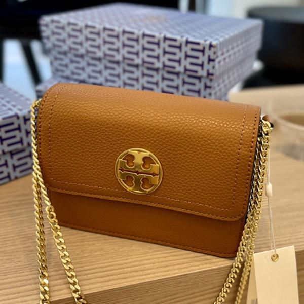 vivian美國代購✨正品 Tory Burch 女士真皮鏈條包 TB豆腐包 女生小方包 翻蓋側背包 時尚 女包 單肩包-細節圖4