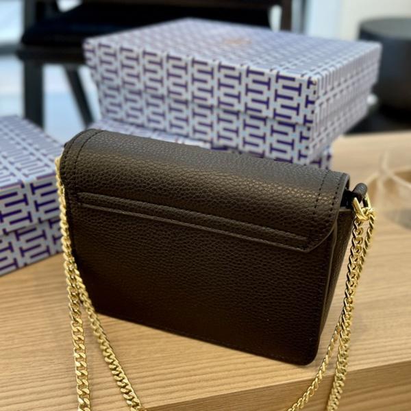 vivian美國代購✨正品 Tory Burch 女士真皮鏈條包 TB豆腐包 女生小方包 翻蓋側背包 時尚 女包 單肩包-細節圖6