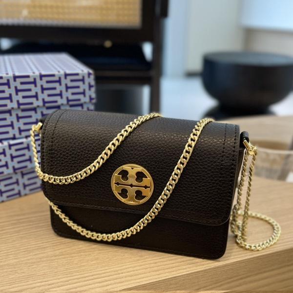 vivian美國代購✨正品 Tory Burch 女士真皮鏈條包 TB豆腐包 女生小方包 翻蓋側背包 時尚 女包 單肩包-細節圖7