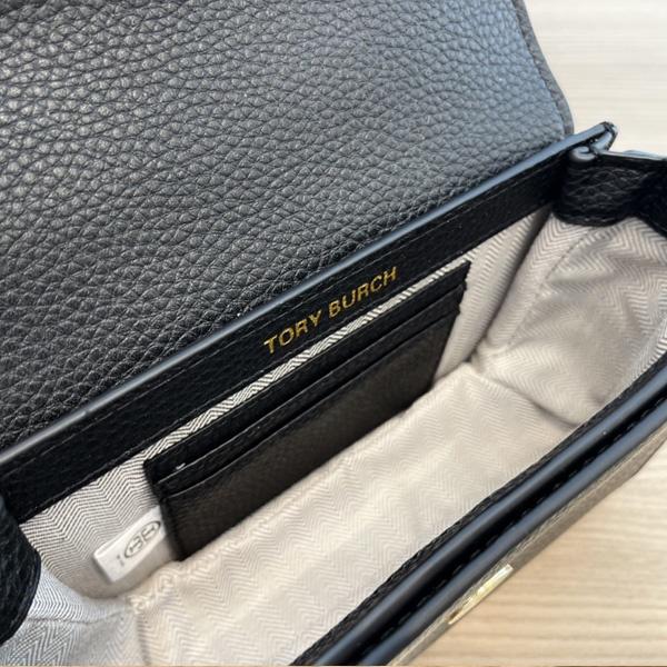 vivian美國代購✨正品 Tory Burch 女士真皮鏈條包 TB豆腐包 女生小方包 翻蓋側背包 時尚 女包 單肩包-細節圖9