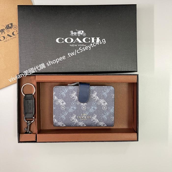 vivian美國代購✨正品 coach 印花中短夾 女錢包 禮盒套裝 F87936 女用錢包 女士短夾 女生短夾-細節圖3