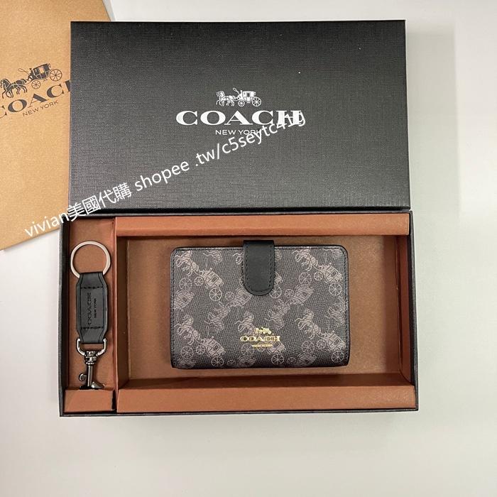 vivian美國代購✨正品 coach 印花中短夾 女錢包 禮盒套裝 F87936 女用錢包 女士短夾 女生短夾-細節圖4