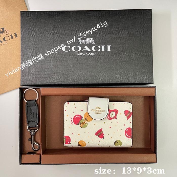 vivian美國代購✨正品 coach 印花中短夾 女錢包 禮盒套裝 F87936 女用錢包 女士短夾 女生短夾-細節圖9