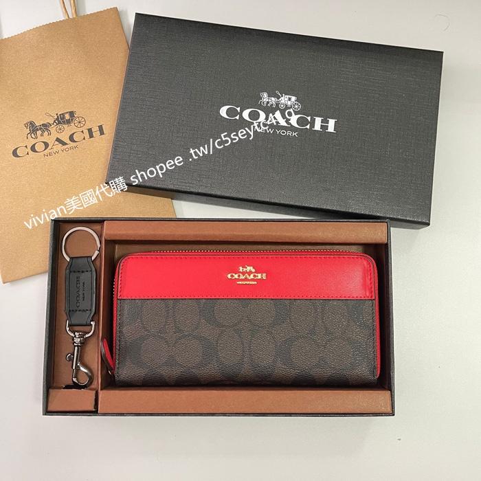 vivian美國代購✨正品 coach 女錢包 長款拉鏈皮夾長夾 禮盒套裝 F76873 女士長夾 女生皮包 皮夾女-細節圖6
