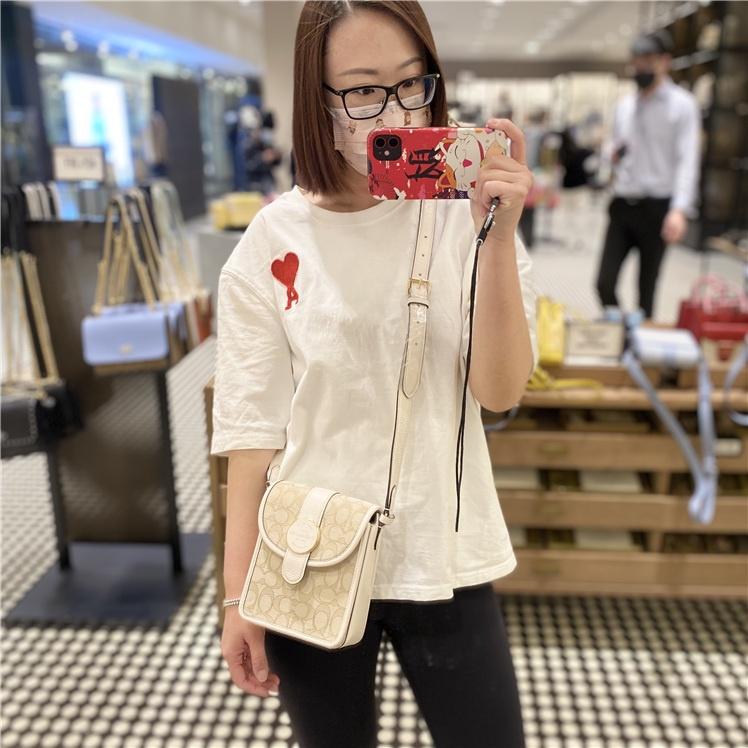vivian美國代購✨正品 coach 女包 經典標誌LONNIE 手機包 斜挎包 側背包 C8321 單肩包 女生包包-細節圖3