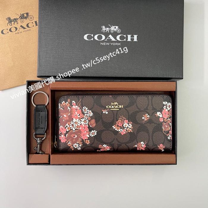 vivian美國代購✨正品 coach 女士長夾 錢包 F31572 禮盒套裝配鑰匙扣 女生錢包 女生皮包 長夾女皮夾-細節圖4