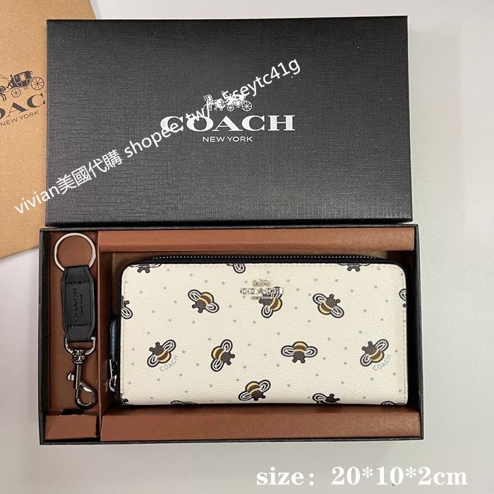 vivian美國代購✨正品 coach 女士長夾 錢包 F31572 禮盒套裝配鑰匙扣 女生錢包 女生皮包 長夾女皮夾-細節圖8