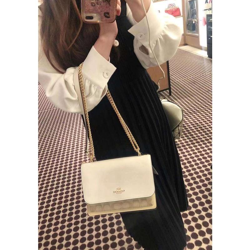 vivian美國代購✨正品 coach 女士鏈條單肩包 側背包 風琴包 哈頓包 F73937 附購證禮品袋 女生包包-細節圖4