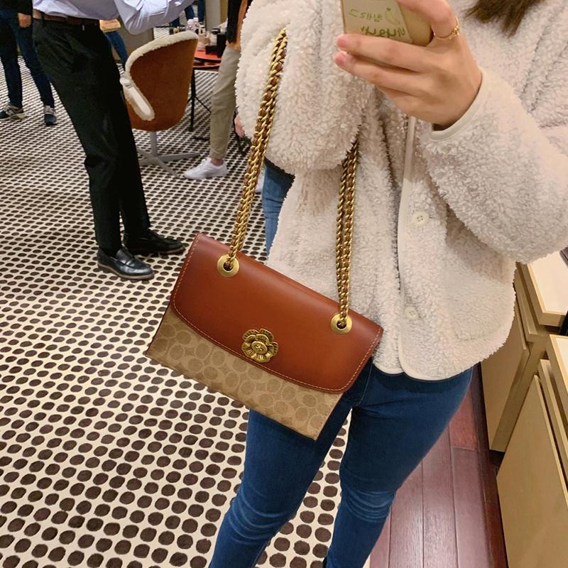 vivian美國代購✨正品 coach 女士鏈條單肩包 側背包 風琴包 哈頓包 F73937 附購證禮品袋 女生包包-細節圖5