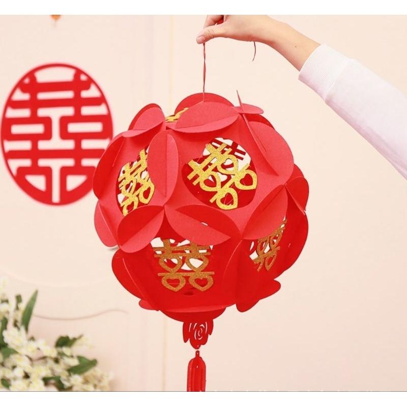 Mini生活館 結婚宮燈 結婚花球 福 福宮燈 新居 喜字佈置 囍字花球 佈置 裝飾 結婚 訂婚-細節圖5