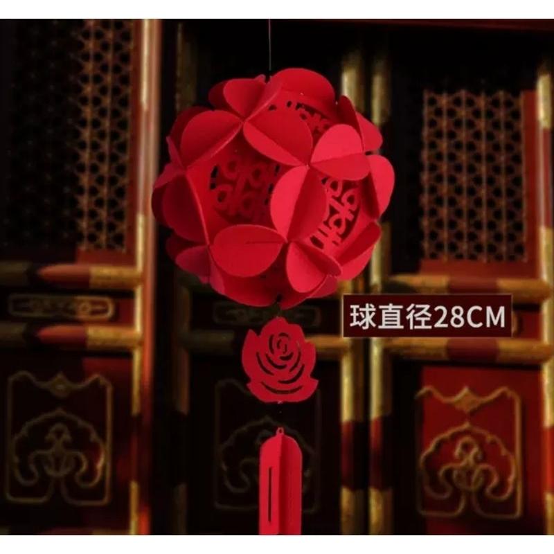 Mini生活館 結婚宮燈 結婚花球 福 福宮燈 新居 喜字佈置 囍字花球 佈置 裝飾 結婚 訂婚-細節圖8