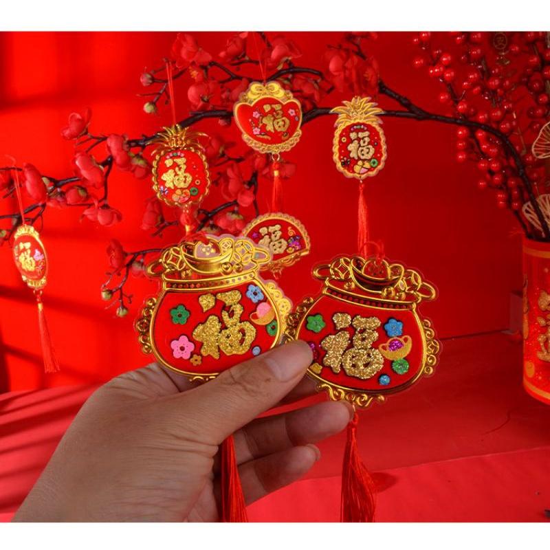 金箔立體小掛飾 新居 福 入厝 過年 花藝 年節 車掛飾 裝飾 包包掛飾 開運 吊飾 銀柳樹掛飾-細節圖4