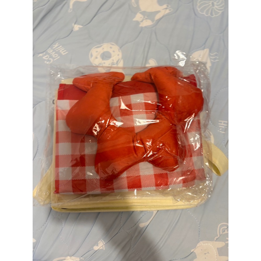 野餐墊-花朵把手紅格子-細節圖2
