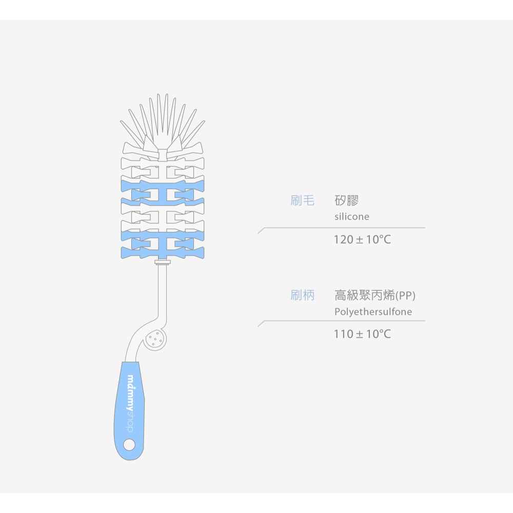 媽咪小站矽膠奶瓶刷.耐溫度達120℃.清洗時不傷內壁.多用途清潔刷-細節圖3