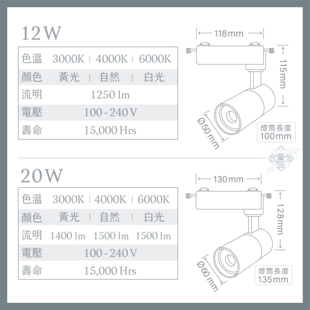 瘋伍金🇹🇼】2年保固/高亮度COB LED軌道燈12W 20W 質感鋁殼散熱佳- 瘋