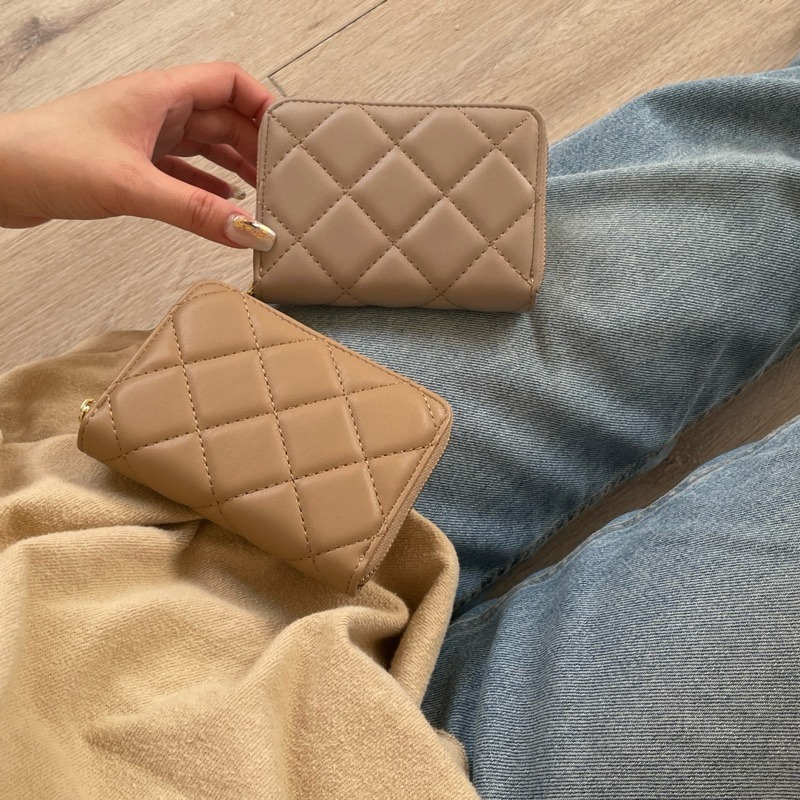 ▹免費送禮包裝◃o’to shop 菱格小香風短夾 獨家開版♡ 小零錢包 短夾零錢包 拉鍊短夾 韓版錢包-細節圖6